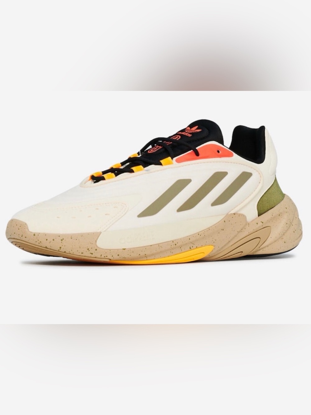 👟 Men’s Adidas Ozelia Lifestyle Sneakers Wonder White Tan Orange Green Size 8 👟